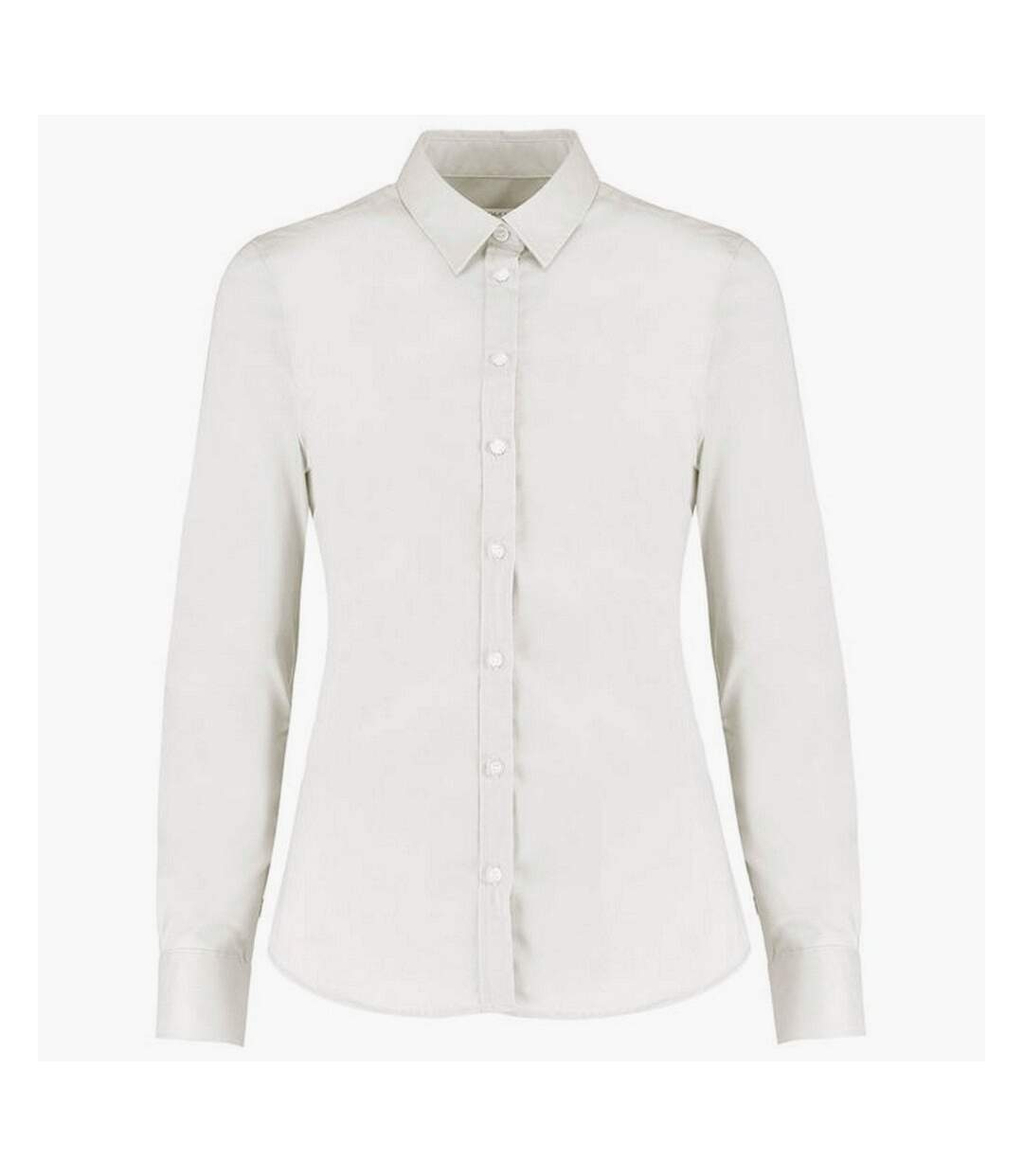 Womens/ladies oxford stretch tailored long-sleeved shirt white Kustom Kit