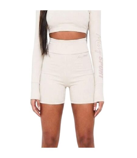 Womens/ladies Ruched Cycling Shorts Sand Missy Empire