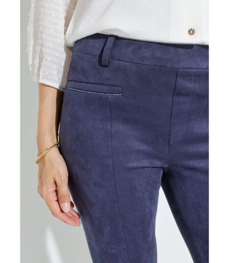 Pantalon droit suédé effet ventre plat