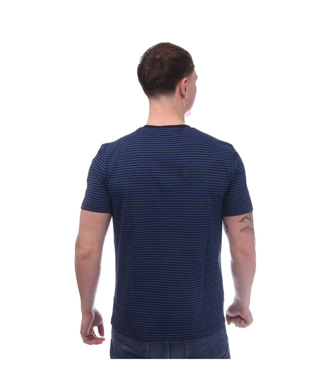Mens fine stripe short-sleeved t-shirt blue Fred Perry-4