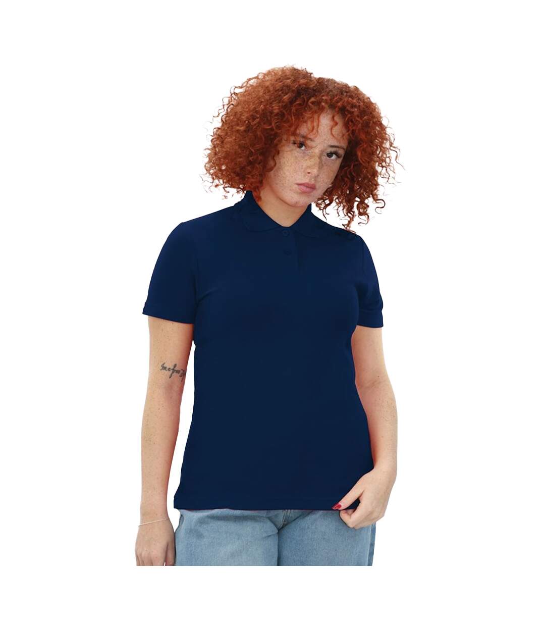 Polo femme bleu roi foncé Casual Classic-3