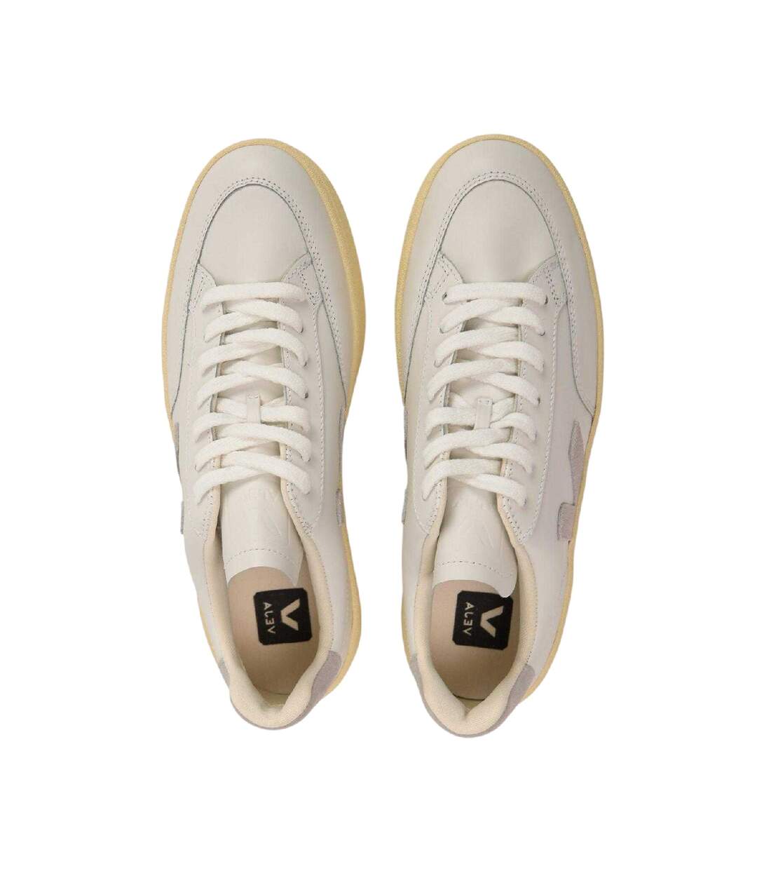 Womens/ladies V Leather Court Trainers White Grey Veja-3