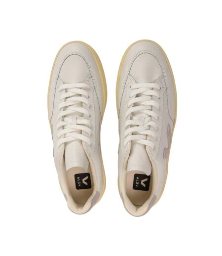 Womens/ladies V Leather Court Trainers White Grey Veja