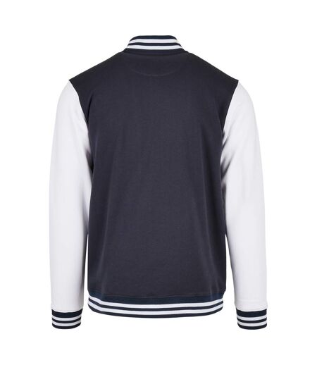 Mens Basic Varsity Jacket Navy White Build Your Brand