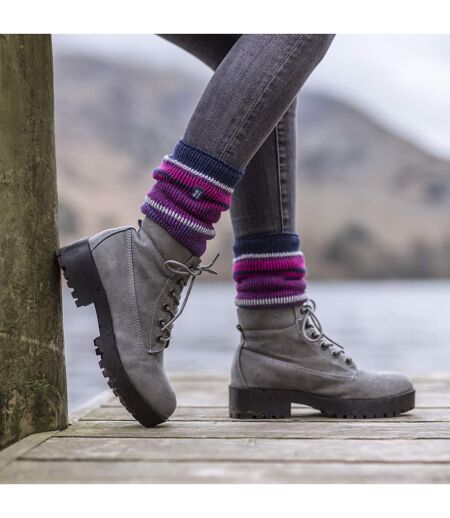 Ladies Amara Two Tone Stripe Patterned Thermal Socks