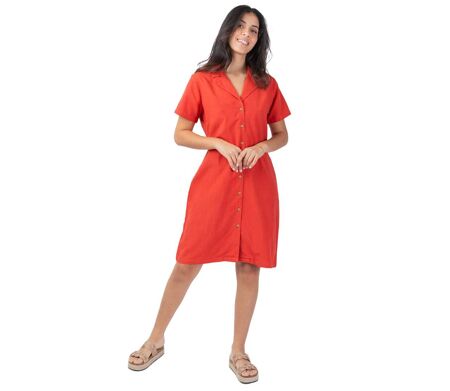 Robe courte manches courtes Albertine unie terracotta Coton Du Monde