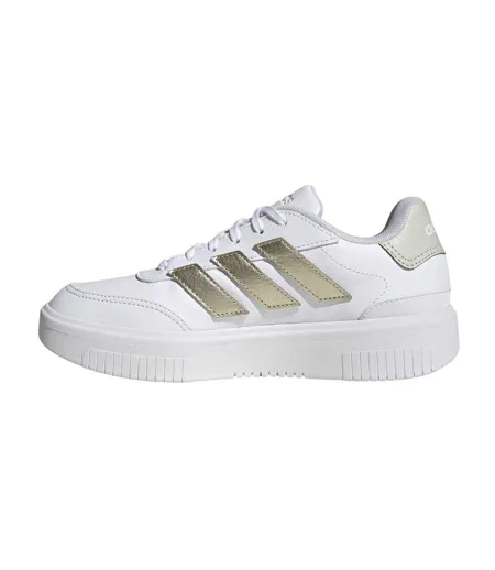 Baskets Courtblock Femme Blanc Jaune Or Adidas