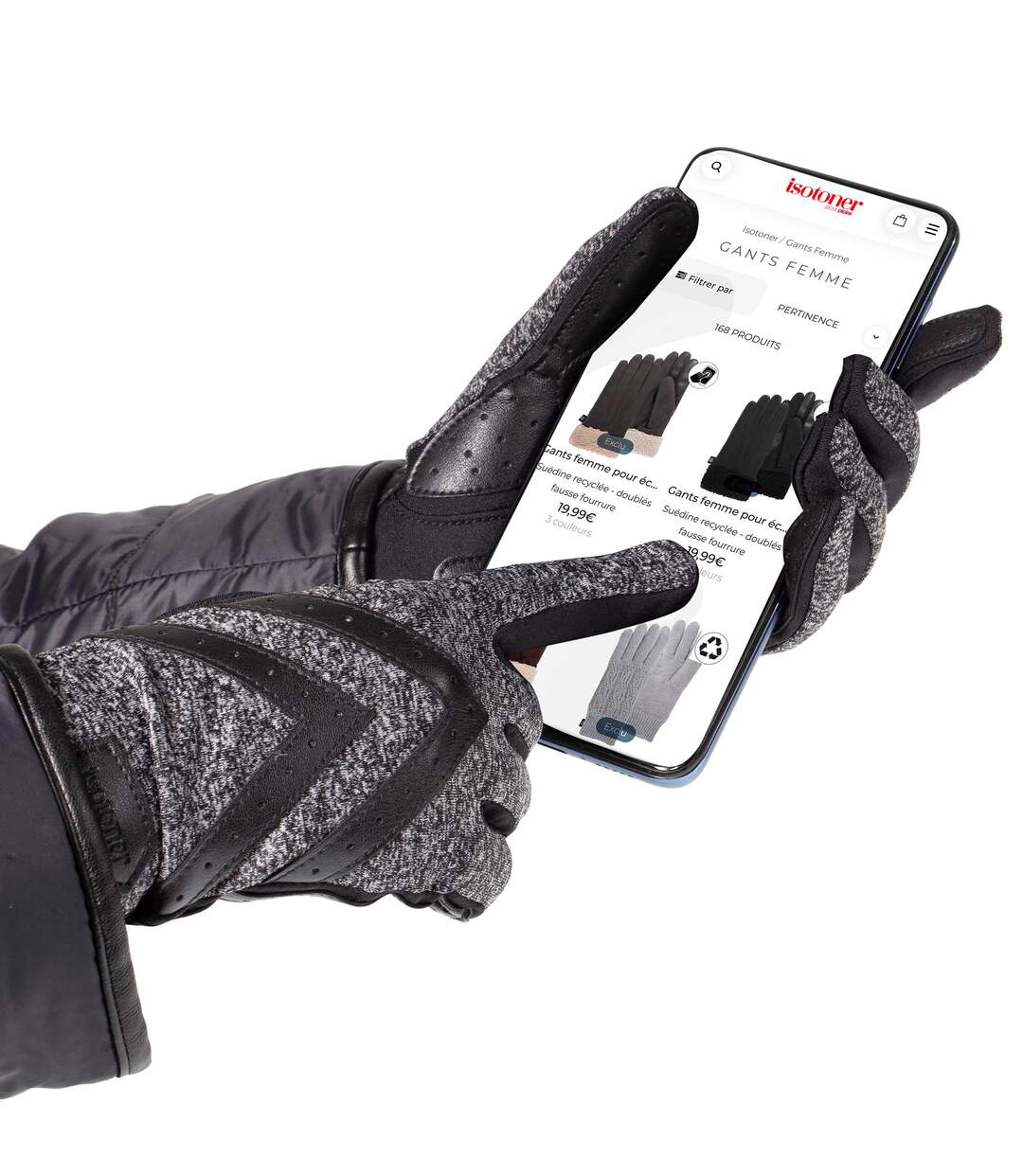 Isotoner Gants femme tactiles, chauds, en laine, non doublés-4