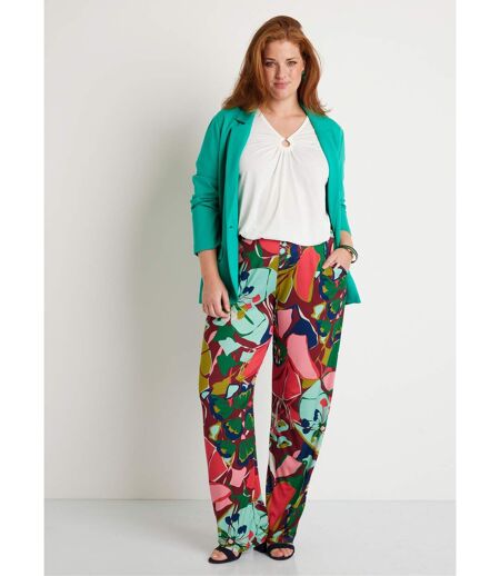 Pantalon large taille semi-élastiquée