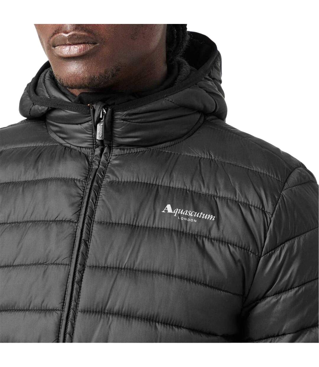 Mens Logo Puffer Jacket Black Aquascutum-4