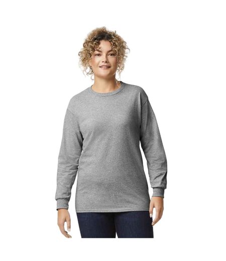 Unisex Adult Ultra Cotton Plain Long-sleeved T-shirt Sports Grey Gildan