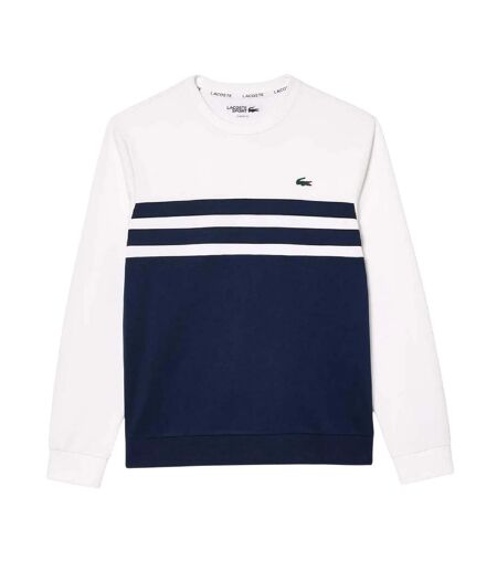 Sweat Tennis Motif/style Blocs De Couleurs Homme Blanc Bleu Marine Lacoste