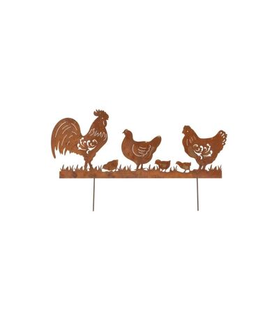 Décor de jardin Poules et Coq en métal vieilli