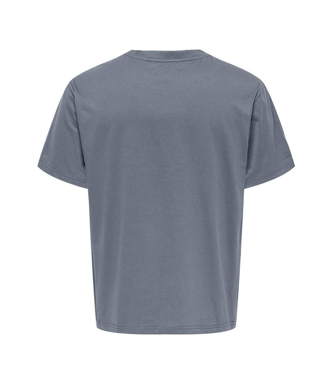T-shirt gris bleu homme only & sons chinois - m-2