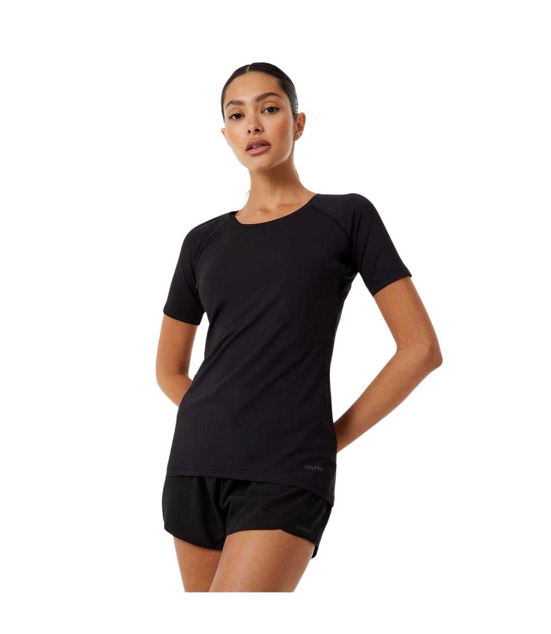 Womens/ladies Fitted Training T-shirt Black USA Pro-2