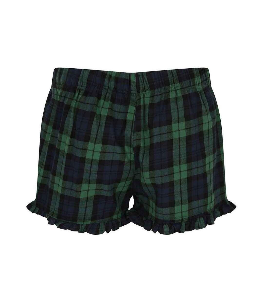 Womens/ladies tartan frill shorts navy/green SF