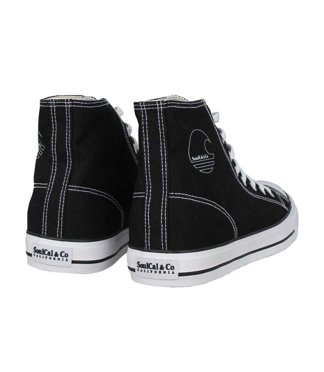 Mens Logo Canvas High Top Trainers Black White SoulCal-2