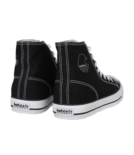 Mens Logo Canvas High Top Trainers Black White SoulCal