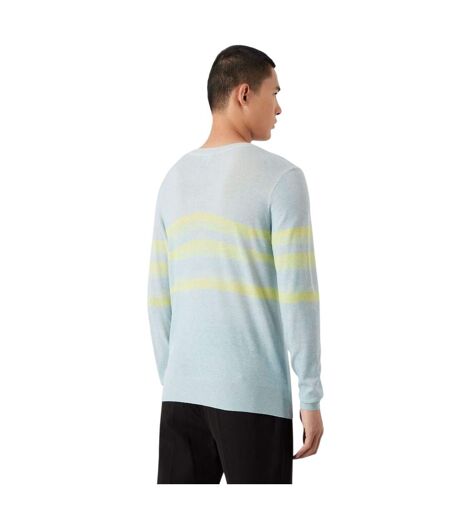 Mens Striped Long-sleeved Sweatshirt Light Blue Yellow Emporio Armani EA7