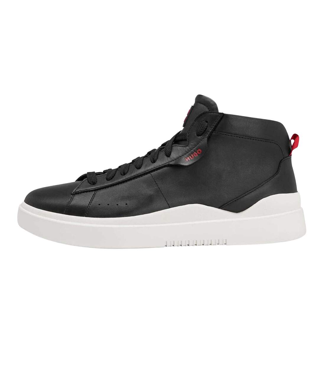 Womens/ladies Blake Hi Top Leather Trainers Black Hugo-2