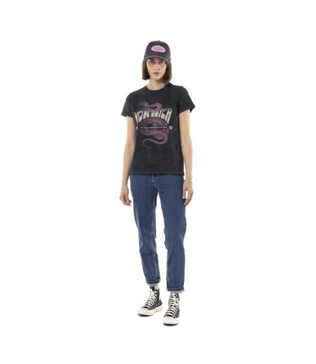 Tee shirt uni délavé avec col rond et print Vipere Vondutch