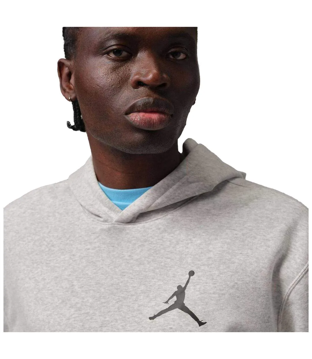 Mens Air Jordan Fleece Hoodie Grey Black Nike-4