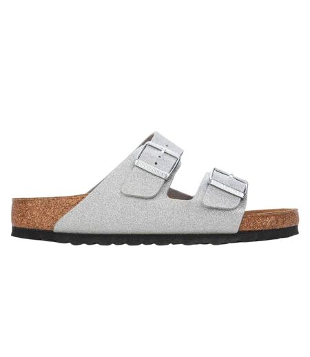 Womens/ladies Arizona Open Toe Sandals Silver Birkenstock