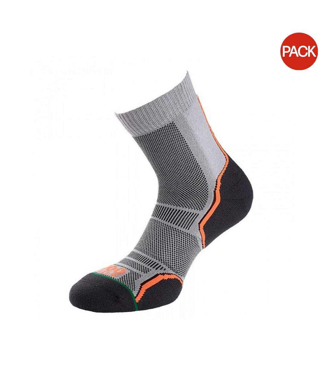 Pack Of 2  Mens Trail Socks  Grey Orange 1000 Mile-1