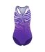 Maillot De Bain 1 Pièce Motif/style Ondulé Femme Violet Slazenger-1