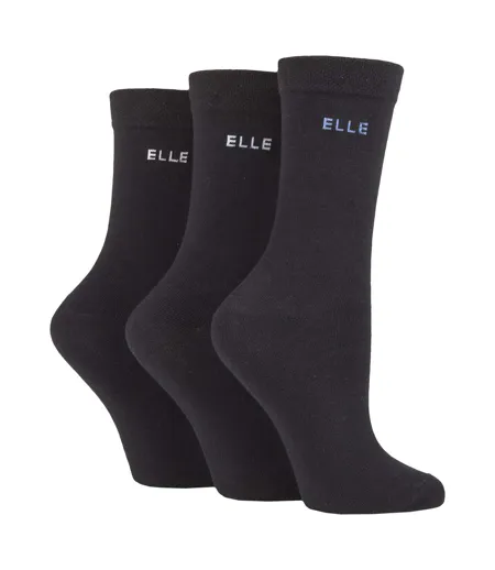 3 Pack Ladies Plain Cotton Socks - Soft Breathable Everyday Comfort Fit