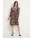 Robe courte velours ras fleuri col V évasée-1