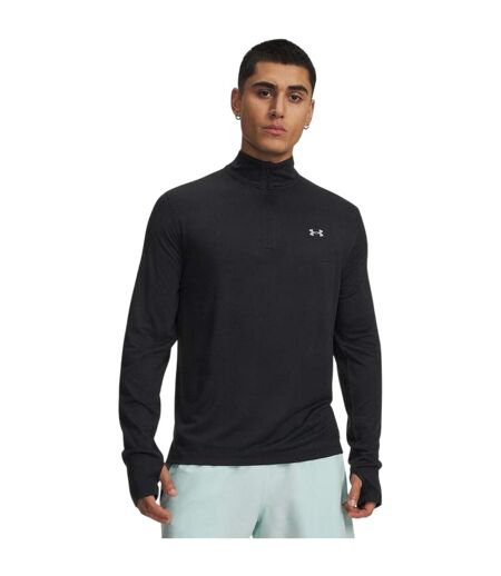 Mens Velociti Quarter Zip Fitted Long-sleeved Top Black Reflective Black Under Armour