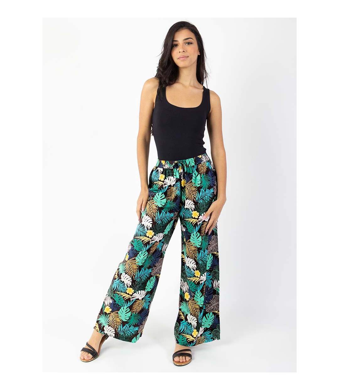 Pantalon fluide tendance MILLY vert Coton Du Monde-2