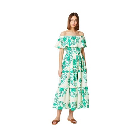 Womens/ladies floral bardot midi dress green Dorothy Perkins