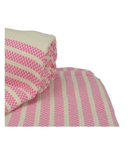 A&R Towels Hamamzz Peshtemal traditional Woven Towel (Pink/Cream)