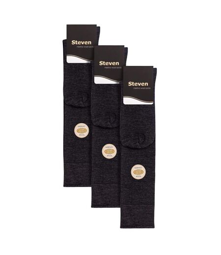 Steven - 3 Paires Homme Chaussettes Merinos Laine Hautes | Rembourrées Tricotes