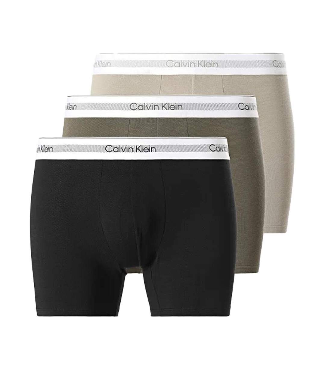 X3 Boxers Kaki/Gris/Noir Homme Calvin Klein Jeans Boxer Brief 3 - M-1