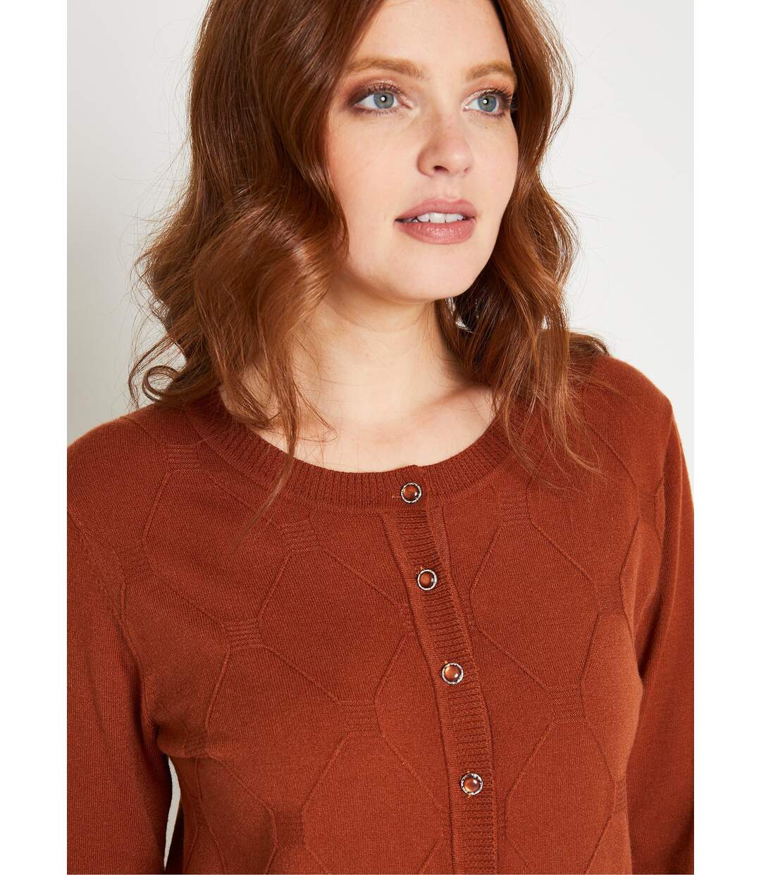 Gilet cardigan uni boutonné modal mélangé-4