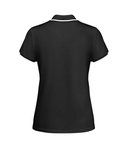 Womens/ladies tamil short-sleeved sports polo shirt solid black/white Roly