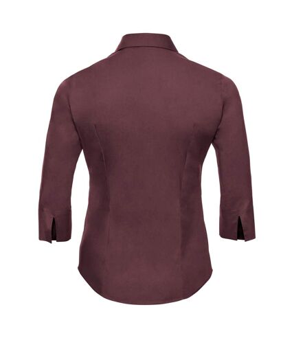 Russell Collection Ladies/Womens 3/4 Sleeve Easy Care Fitted Shirt (Port) - UTBC1030