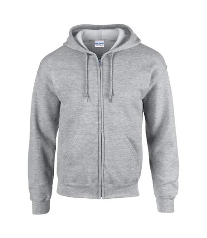 Gildan Heavy Blend Unisex Adult Full Zip Hooded Sweatshirt Top (Sport Grey) - UTBC471