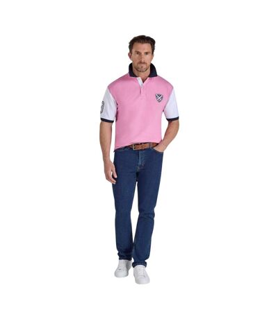 Polo No.3 Homme Rose Blanc Bleu Marine Raging Bull