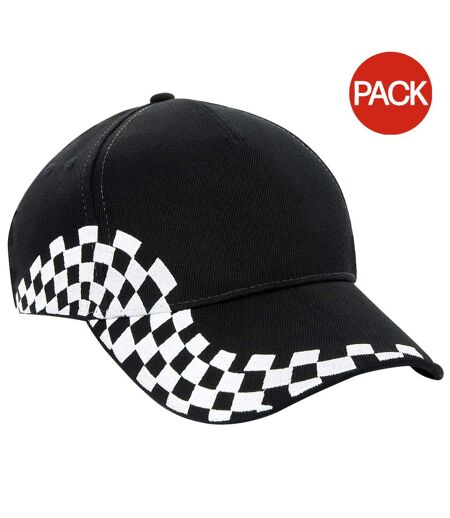 Beechfield Unisex Grand Prix Baseball Cap (Pack of 2) (Black) - UTRW6755