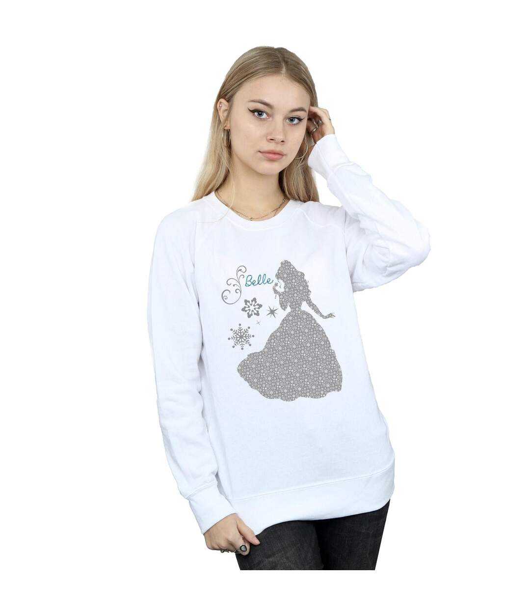 Disney Princess - Sweat BELLE CHRISTMAS SILHOUETTE - Femme (Blanc) - UTBI10276-2