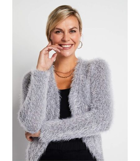 Gilet boléro court maille effet poilu