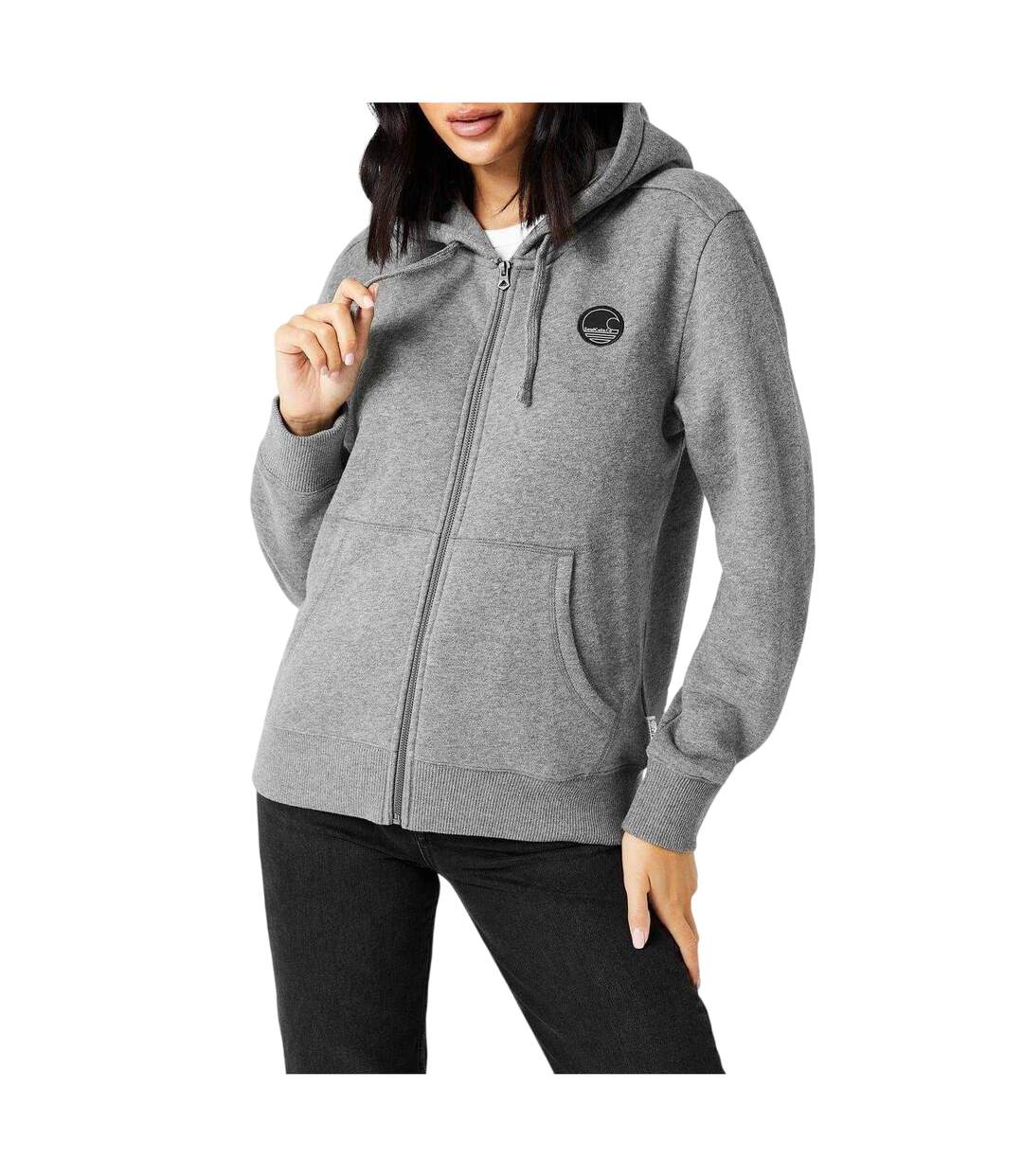 Womens/ladies Full Zip Hoodie Dark Charcoal Marl Signature-4