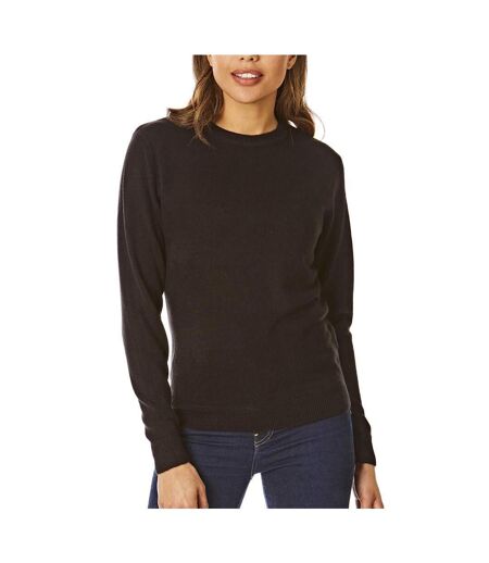 Womens/ladies soft touch crew neck jumper black Light And Shade