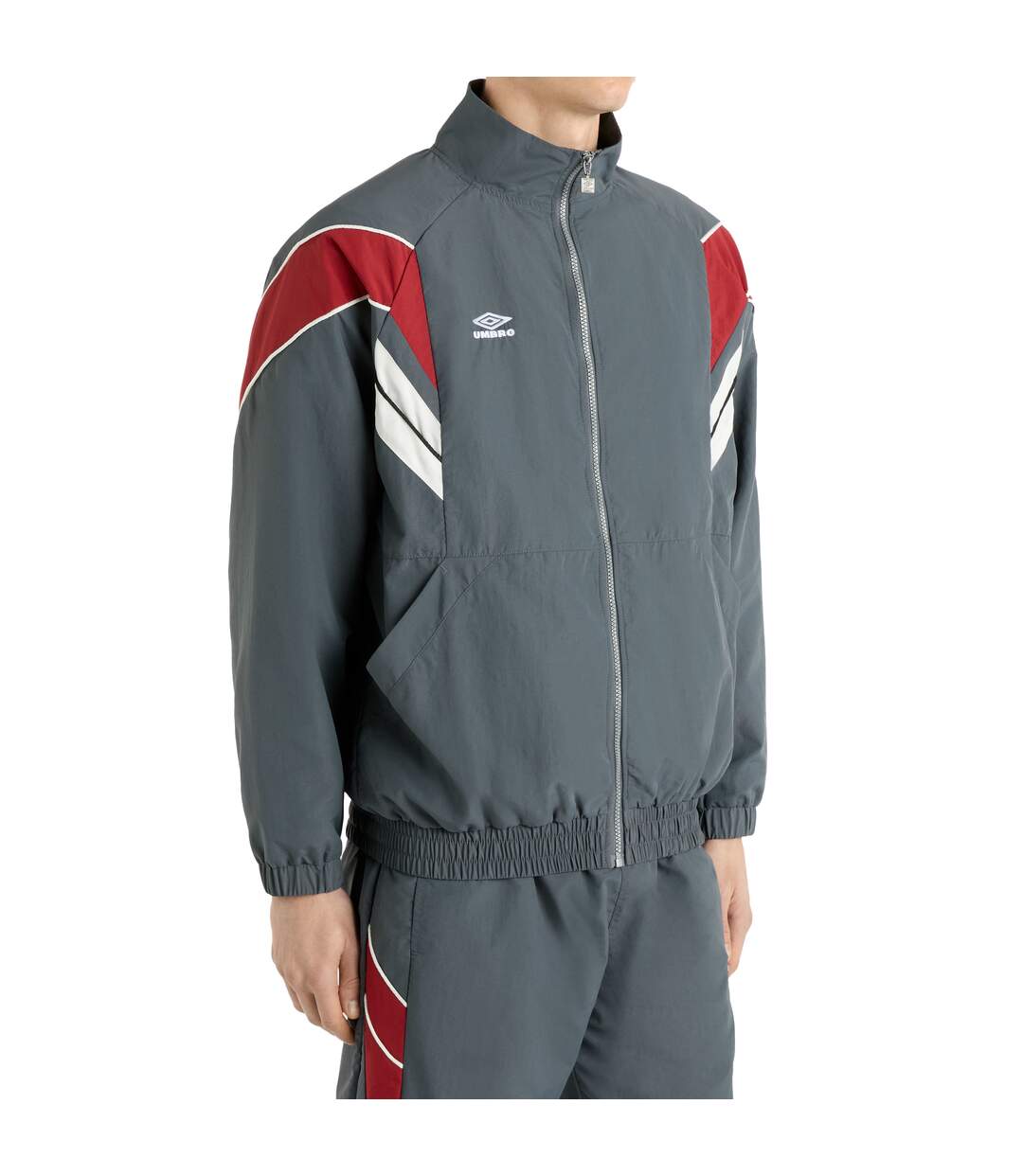 Mens Relaxed Fit Track Jacket Iron Gate Red Dahlia Brilliant White Umbro-3