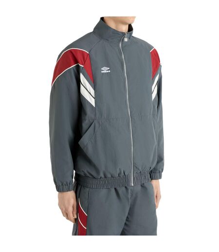 Mens Relaxed Fit Track Jacket Iron Gate Red Dahlia Brilliant White Umbro