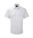 Russell Collection Mens Herringbone Short-Sleeved Shirt (White)